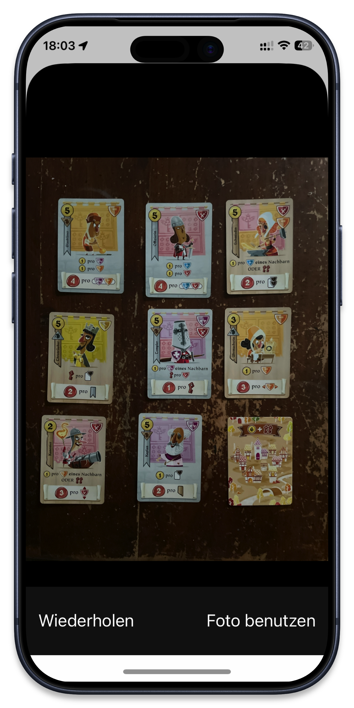 Foto der Kartenauslage